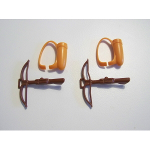 PLAYMOBIL (L2304) MOYEN-AGE - Lot de 2 Arbalètes & Carquois Bandoulière Orange