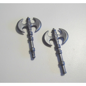 PLAYMOBIL (L2302) MOYEN-AGE - Lot de 2 Grosses Haches Gris Clair