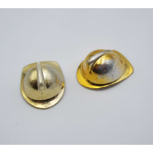 PLAYMOBIL (G11c01) POMPIERS - Lot de 2 Casques Dorés pour Chef Vintage Abimés