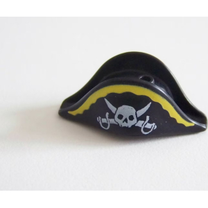 PLAYMOBIL (03213) Chapeau Adulte Bicorne Noir Liseret Jaune Capitaine 3860