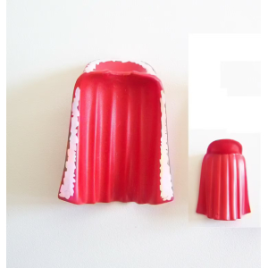 PLAYMOBIL (0128) Cape Longue Rouge Rigide avec Col & Motifs Blanc