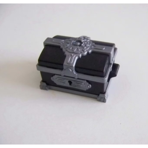 PLAYMOBIL (L12100) MOYEN-AGE - Coffre Trésor Noir &  Argent 70036