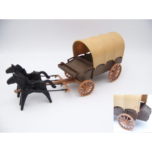 PLAYMOBIL (B768) WESTERN - Chariot avec Bache CowBoys Fermiers 3278 petite casse