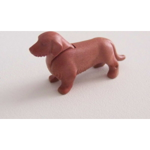 PLAYMOBIL (T3101) FERME & EQUESTRE - Chien Marron Teckel Maison Ville 1900