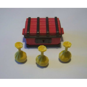 PLAYMOBIL (B2110) WESTERN SOLDATS - Coffre Rouge Noir & Sacs d'Or Transport 3785